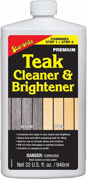 Star Brite 94932 One Step Teak Cleaner & Brightener 32 oz., White