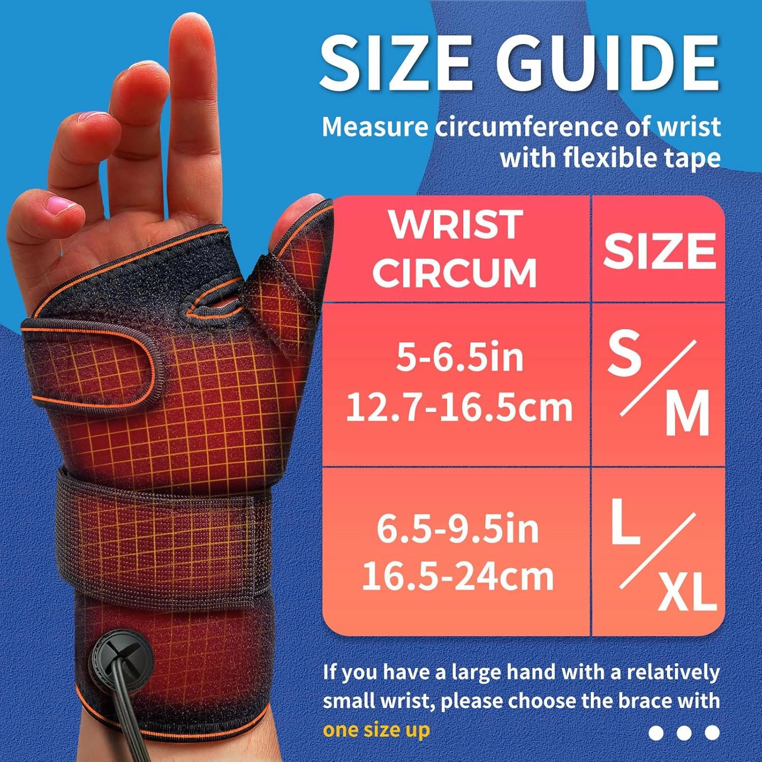 sticro Wrist & Thumb Heating Pad for Arthritis and Carpal Tunnel Relief, Hand Heating Pad for Sprains, Trigger Thumb, Tendonitis, Hand Pain Relief - Left & Right Hands(S/M)