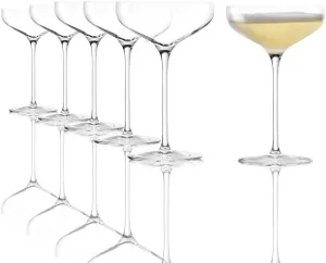 Stölzle Lausitz Swing 10.25 Oz Champagne Coupe Glass (Set of 6) - Elegant Dishwasher Safe & Lead-Free Glassware Collection for Entertaining & Celebrations, Vintage-Inspired Champagne Glasses
