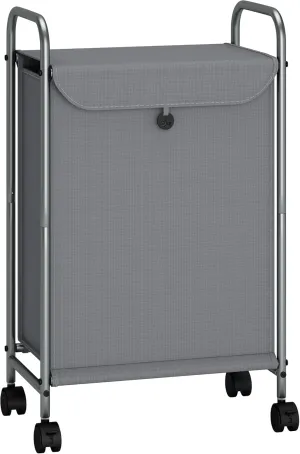 STORAGE MANIAC Rolling Laundry Hamper, Laundry Basket with Lockable Wheels, Double Clothes Sorter Cart, Small Clothes Separator Hamper for Closet, Bathroom, Laundrys Room, 1 Section Gray