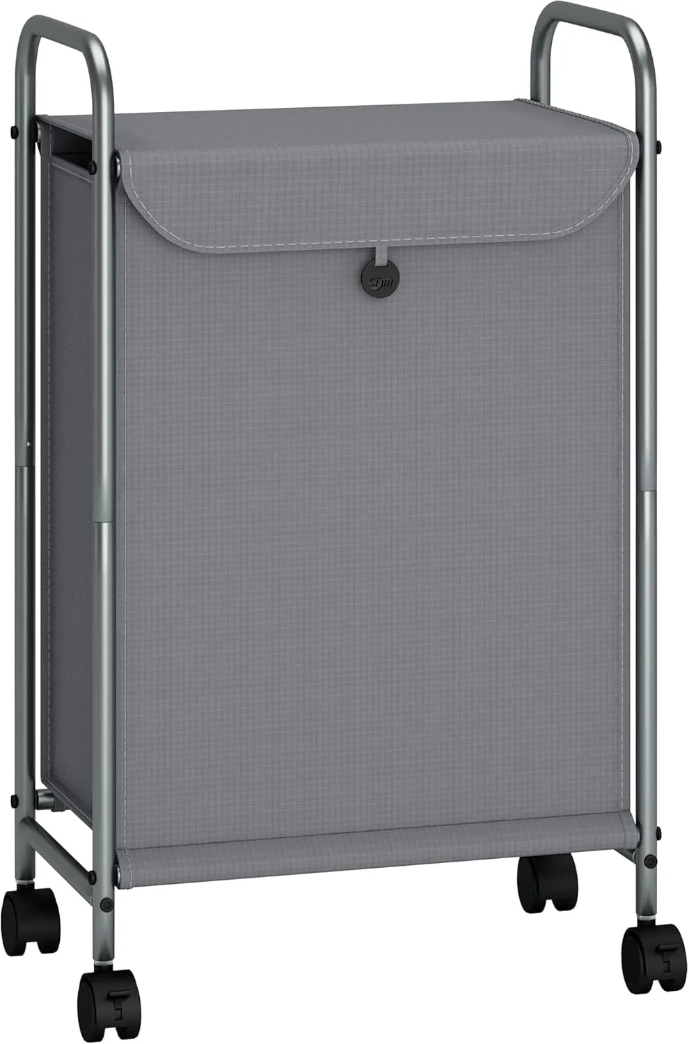 STORAGE MANIAC Rolling Laundry Hamper, Laundry Basket with Lockable Wheels, Double Clothes Sorter Cart, Small Clothes Separator Hamper for Closet, Bathroom, Laundrys Room, 1 Section Gray
