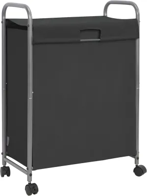 STORAGE MANIAC Rolling Laundry Hamper with Lid, 85L Sorter with Wheels, 2 Loads Dirty Clothes Organizer, Black