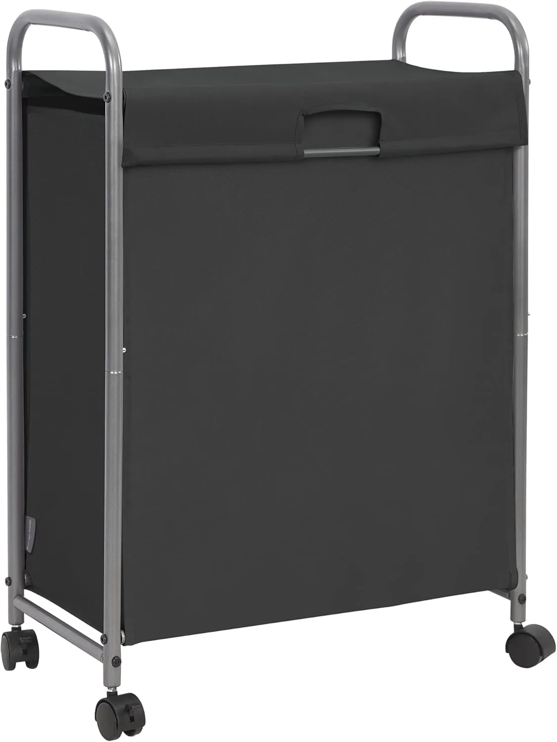STORAGE MANIAC Rolling Laundry Hamper with Lid, 85L Sorter with Wheels, 2 Loads Dirty Clothes Organizer, Black