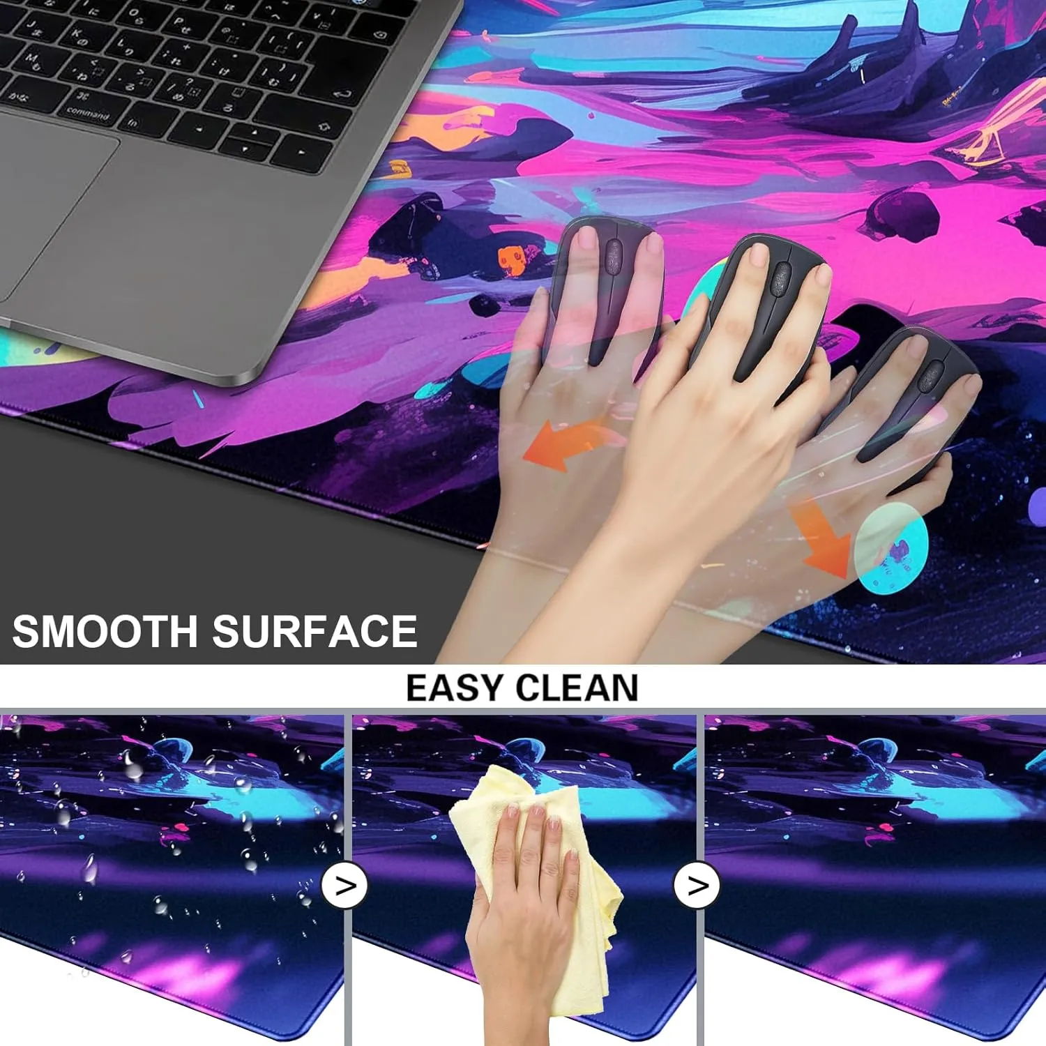 Strange Space Anime Galaxy Game Mouse Pad, Stitched Edge Anti Slip Mouse Pad, XXL Extended Mouse pad 35.4x15.7 Inches