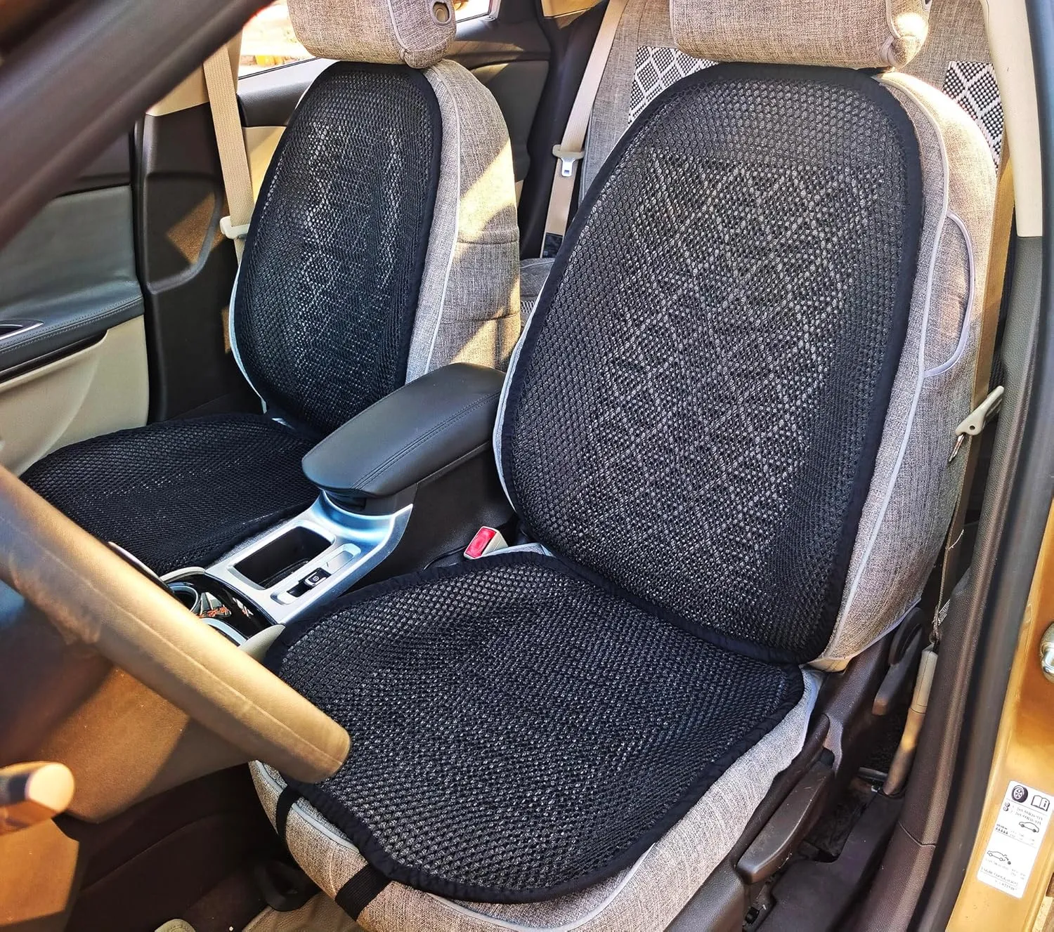 Summer Cool 3D Air Mesh Breathable Car Seat Cushion Pad Universal Auto Cushion Cover Set Interior Accessories (Black, 2 Pack seat pad  2 Pack Back Cushion)