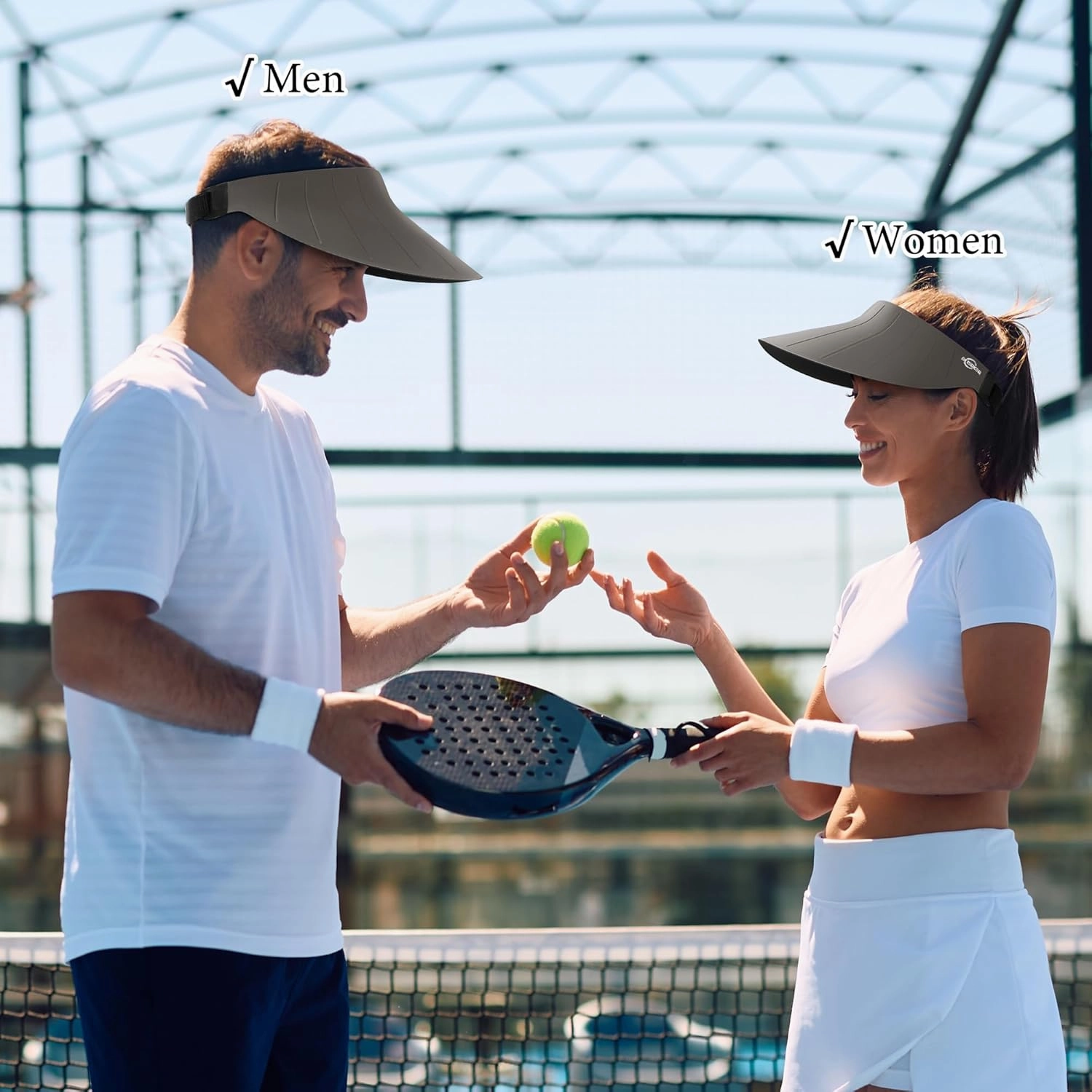 Sun Visor Hat for Women Men Wide Brim UPF50  Packable Seamless Beach Hats Adjustable Ponytail Sun Hats for Outdoor