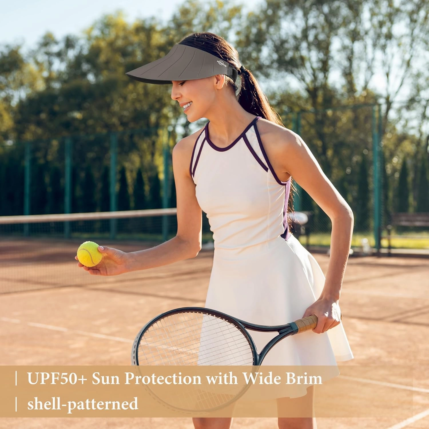 Sun Visor Hat for Women Men Wide Brim UPF50  Packable Seamless Beach Hats Adjustable Ponytail Sun Hats for Outdoor