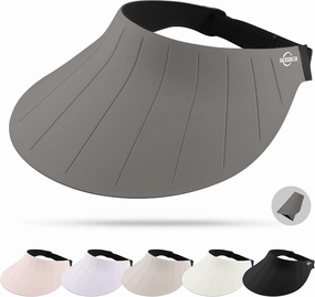 Sun Visor Hat for Women Men Wide Brim UPF50  Packable Seamless Beach Hats Adjustable Ponytail Sun Hats for Outdoor