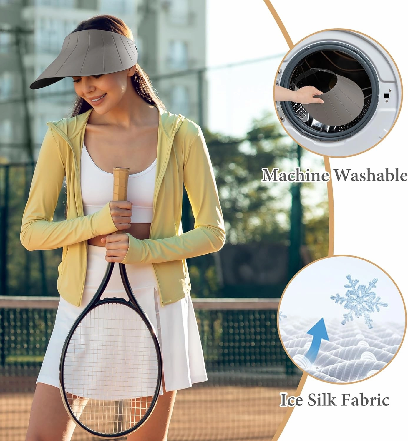Sun Visor Hat for Women Men Wide Brim UPF50  Packable Seamless Beach Hats Adjustable Ponytail Sun Hats for Outdoor