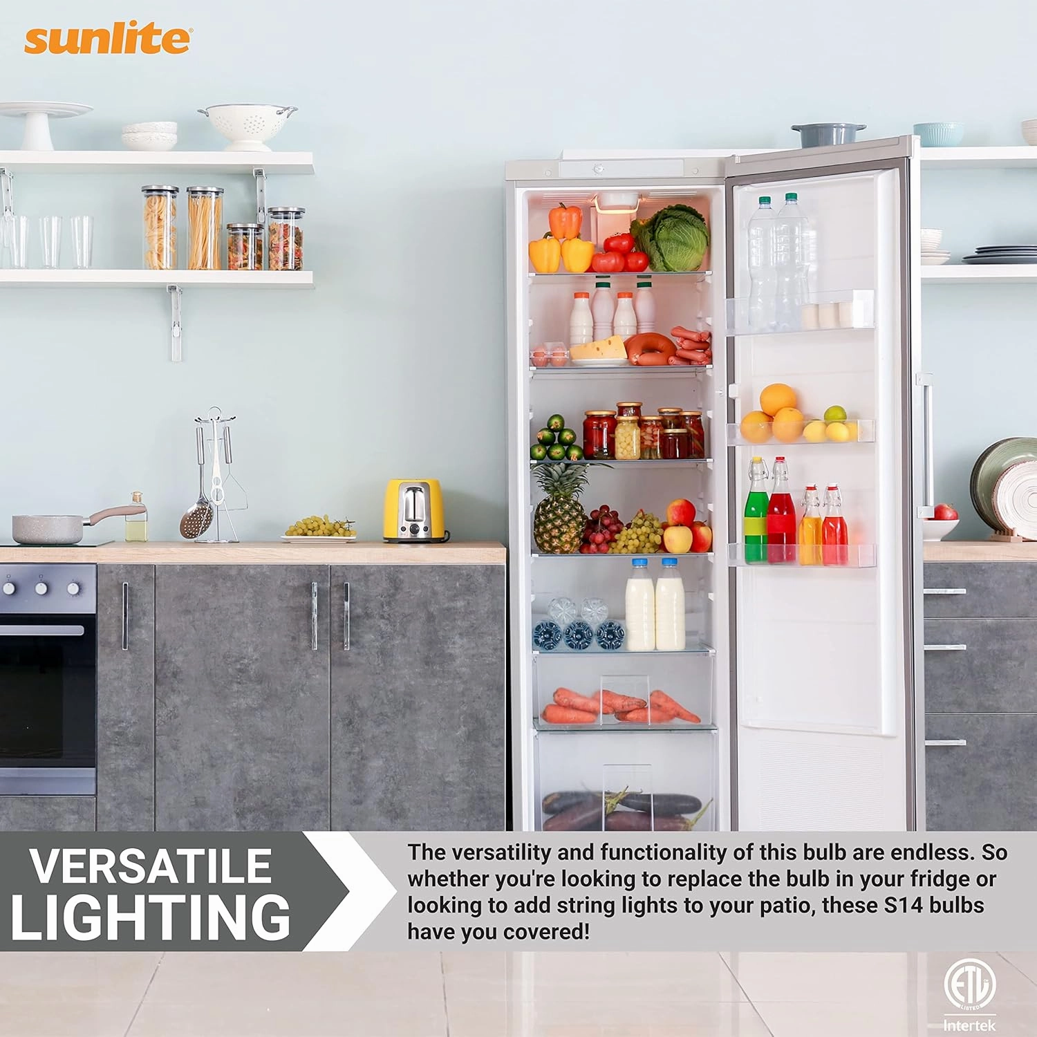 Sunlite 40989-SU LED S14 String Light Bulb, 1 Watt (10W Equivalent), 50 Lumens, Medium Base (E26), Non-Dimmable, ETL Listed, 2700K Soft White, Clear, 6 Count