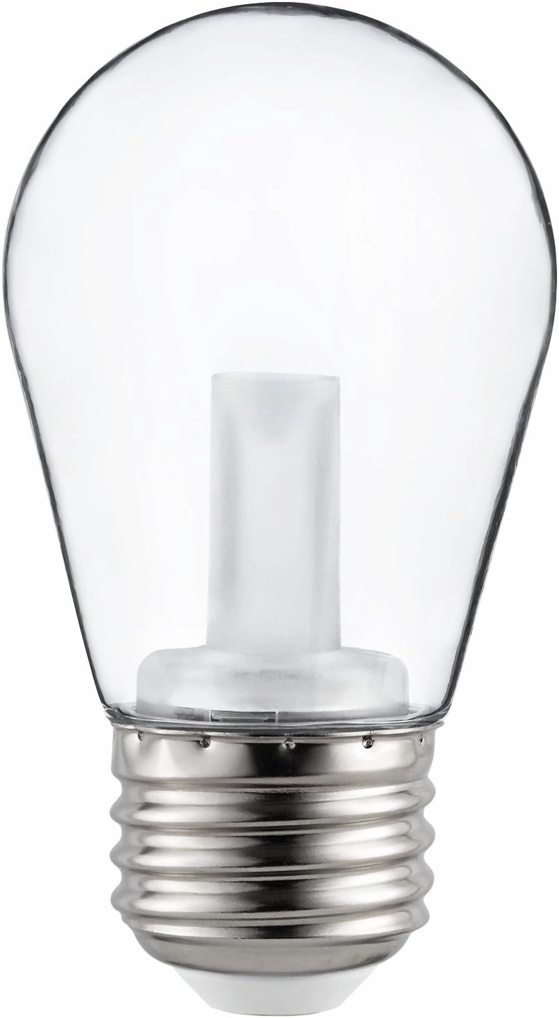Sunlite 40989-SU LED S14 String Light Bulb, 1 Watt (10W Equivalent), 50 Lumens, Medium Base (E26), Non-Dimmable, ETL Listed, 2700K Soft White, Clear, 6 Count
