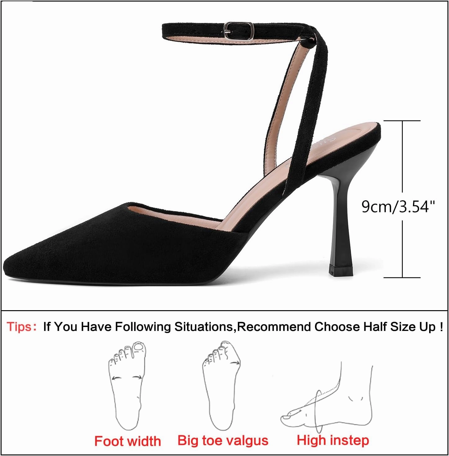 Susanny Heels for Women Stiletto Closed Pointed Toe Backless Dress Shoes High Heels Sexy Kitten Pumps Wedding Guest Party Dance Prom Dressy Comfort Shoes