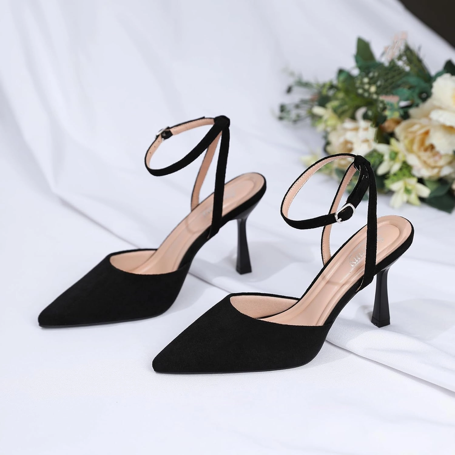 Susanny Heels for Women Stiletto Closed Pointed Toe Backless Dress Shoes High Heels Sexy Kitten Pumps Wedding Guest Party Dance Prom Dressy Comfort Shoes