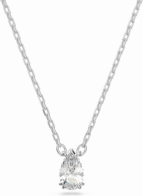 Swarovski Stilla Pendant, Pear cut, White, Rhodium Finish