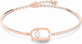 Swarovski Una Bangle Bracelet with Clear Crystals and Matching Pavé on a Rose-Gold Tone Finished Setting