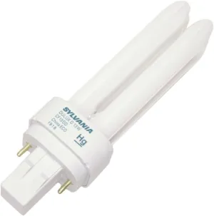 Sylvania 21118 (4-Pack) CF13DD/835/ECO 13-Watt Double Tube Compact Fluorescent Light Bulb, 3500K, 780 Lumens, 82 CRI, T4 Shape, GX23-2 Bi-Pin Base
