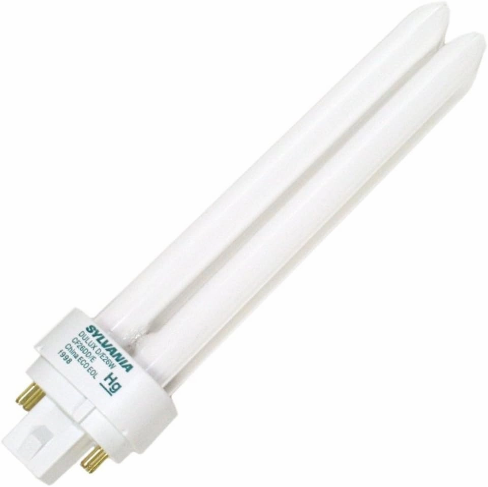 Sylvania 20669 (12-Pack) CF26DD/E/841/ECO 26-Watt Double Tube Compact Fluorescent Light Bulb, 4100K, 1710 Lumens, 82 CRI, T4 Shape, 4-Pin G24q-3 Base