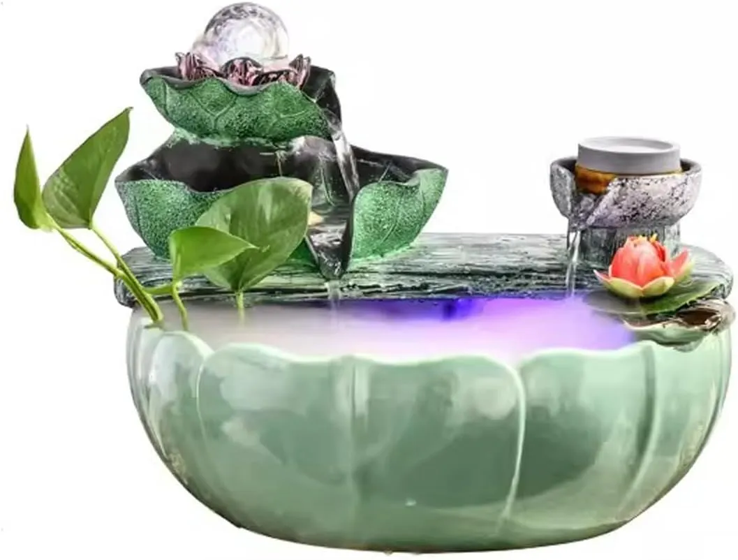 Tabletop Fountain Alpine Fountain Small Decoration Recycling Indoor Crystal Fish Tank Opening Gift Attraction Wealth Desktop Decoration Desktop Fountain Water Fountain