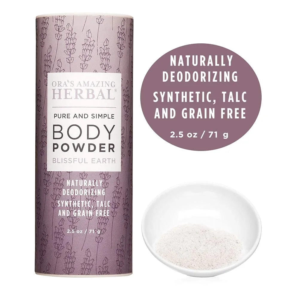 Talc Free Powder and Body Oil, Lavender Bath Set, After Shower Set, Blissful Earth Scent With Lavender Vetiver and Clary Sage, Intertrigo, Natural Skin Care, Ora's Amazing Herbal