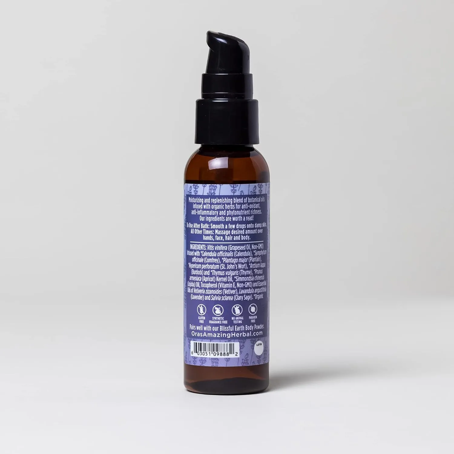 Talc Free Powder and Body Oil, Lavender Bath Set, After Shower Set, Blissful Earth Scent With Lavender Vetiver and Clary Sage, Intertrigo, Natural Skin Care, Ora's Amazing Herbal