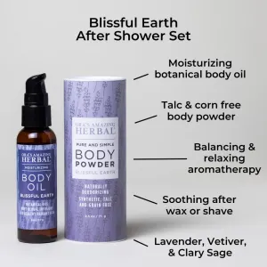 Talc Free Powder and Body Oil, Lavender Bath Set, After Shower Set, Blissful Earth Scent With Lavender Vetiver and Clary Sage, Intertrigo, Natural Skin Care, Ora's Amazing Herbal