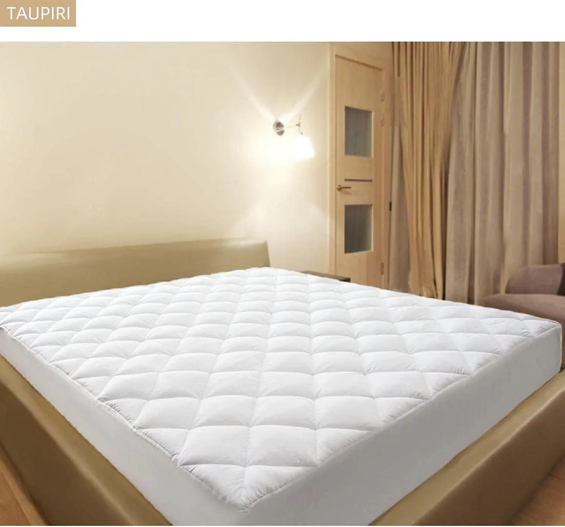 Taupiri King Quilted Mattress Pad Cover with Deep Pocket (8"-21"), Cooling Soft Pillowtop Mattress Cover, Down Alternative Mattress Protector Topper, White