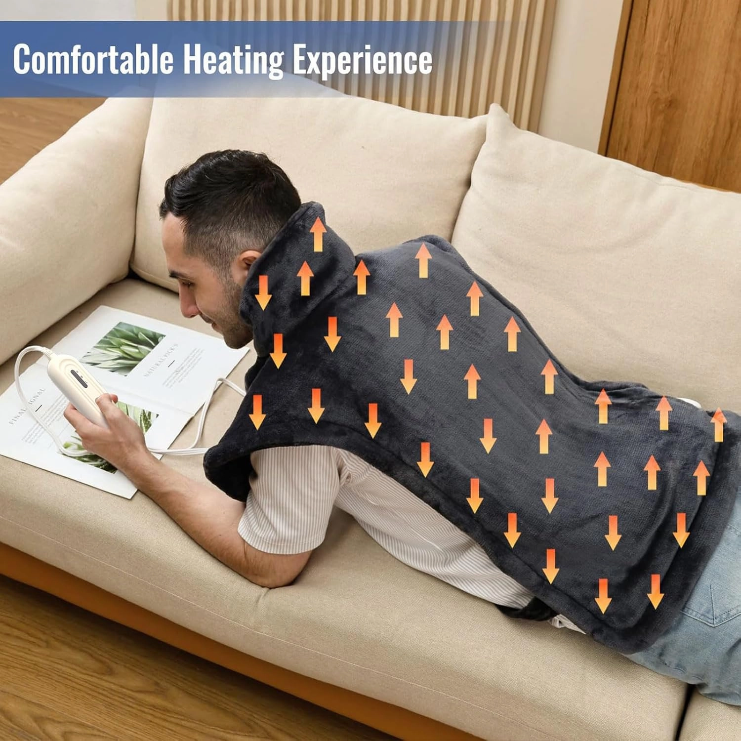 Tefici Heating Pad for Back Pain,Fathers Day Dad Gifts，Birthday Gifts for Men Dad，24'' x33'' Fast Heating, FSA HSA Eligible,Electric Heat Pad，2H Auto-Off,Neck and Shoulder Heat Pad,ETL Certified,Gray