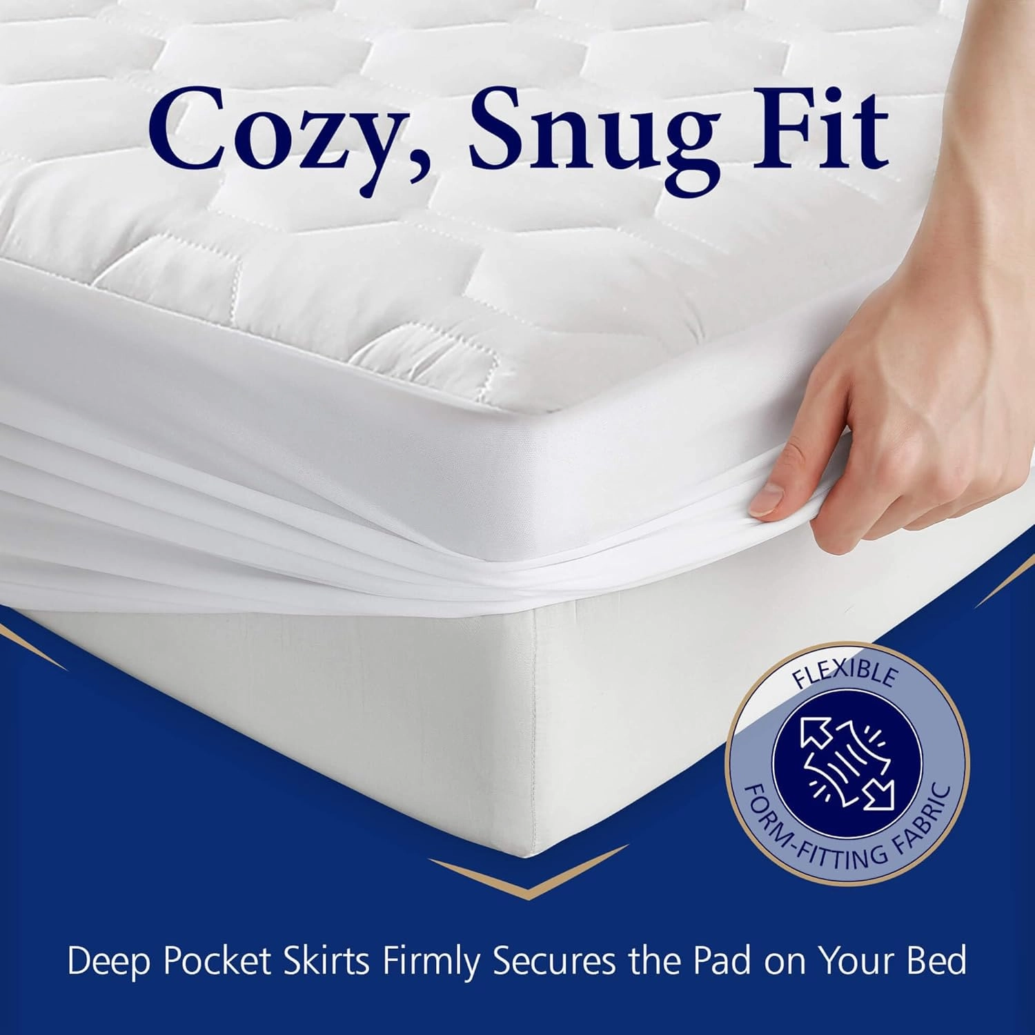 The Grand Hotel Collection Queen Size Hybrid Mattress Protector & Pad - Soft and Comfortable Bed Sheet Cover That Restores The Beauty of Your Mattress, While Protecting from Stains, Dust, and Dirt.