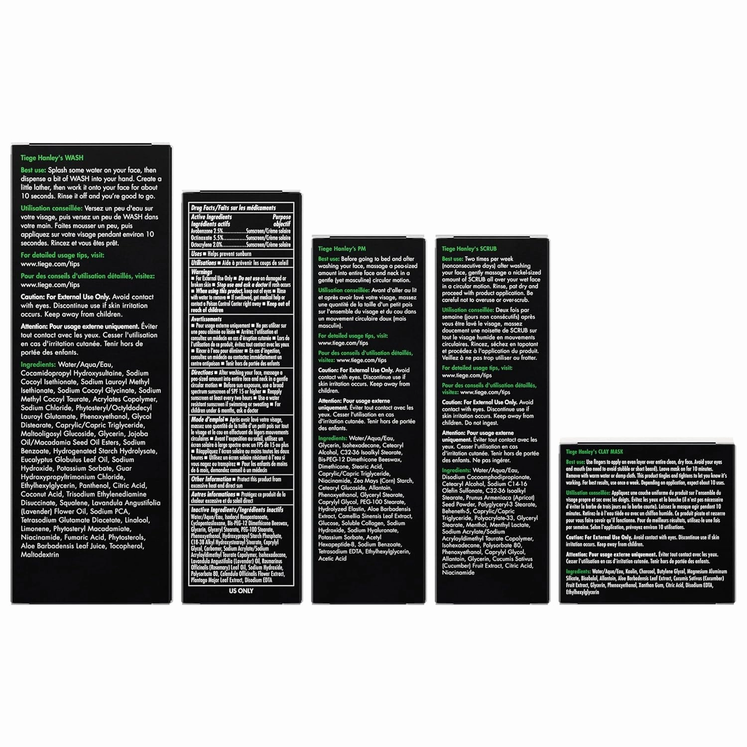 Tiege Hanley 90-Day Large Advanced Skin Care Routine for Men - Face Wash Kit for Fines Lines - Men's Skincare Set Includes Face Wash, Facial Scrub, Moisturizer, & Clay Mask