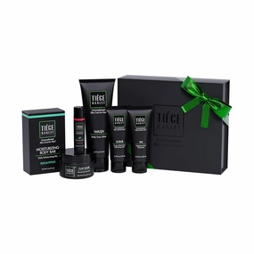 Tiege Hanley Men’s Skin Care Gift Set – Best Father’s Day Gift for Dad – Silver Grooming Kit with Face Wash, Exfoliating Scrub, Moisturizer, Clay Mask, Lip Balm & Body Soap Bar – Top Gift for Dad