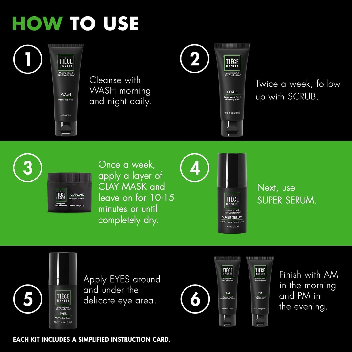 Tiege Hanley Men’s Skin Care Set, Revitalization Routine (System Level 4) – Face Wash, Scrub, Moisturizer, Eye Cream, Serum & Clay Mask for Tired, Dull Skin & Rejuvenation
