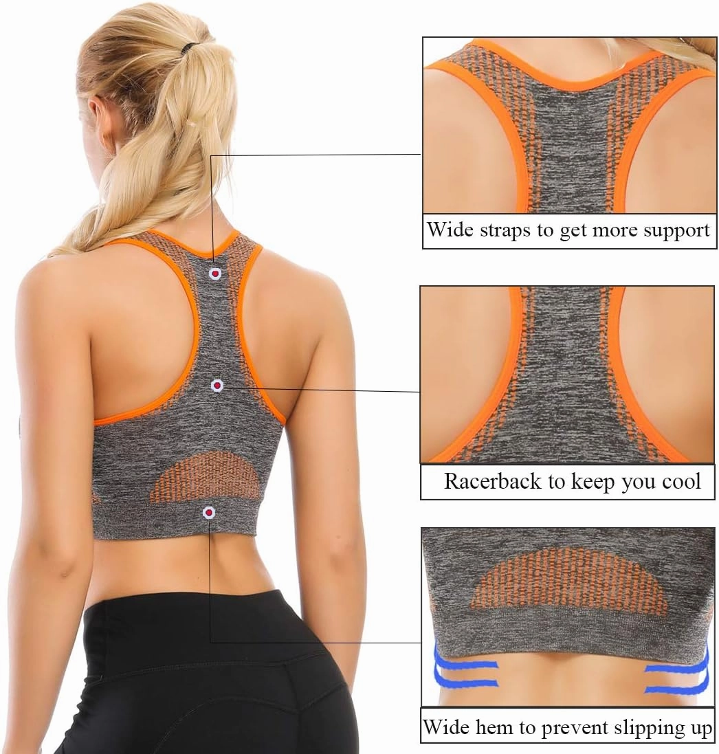 TOBWIZU Sports Bras for Women, Medium Support Yoga Gym Activewear Bras with Pocket