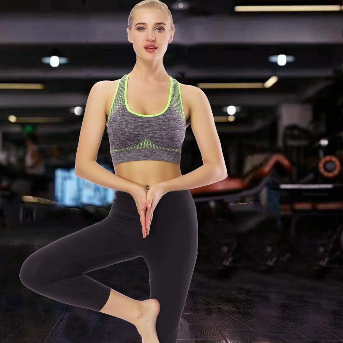 TOBWIZU Sports Bras for Women, Medium Support Yoga Gym Activewear Bras with Pocket
