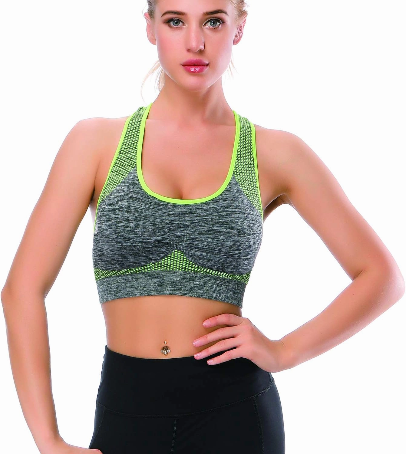 TOBWIZU Sports Bras for Women, Medium Support Yoga Gym Activewear Bras with Pocket