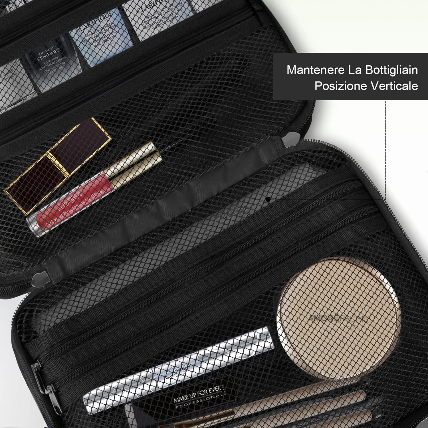 Toiletry Bag Travel Bag for Women & Men with Hanging Hook, 3 in 1 Multifunctional Makeup Cosmetic Case for Toiletries Accessories, Shampoo, Full-size Container, Toiletries, Black