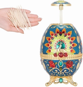 TOPINCN Toothpick Holder Vintage Egg Shape Portable Toothpick Dispenser with Bottle Opener for Home Kitchen Ornament