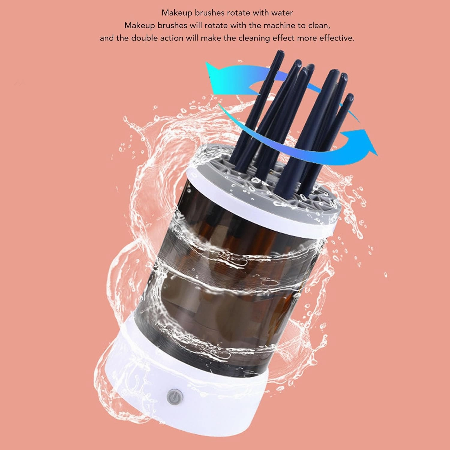 Topyond Makeup Brush Cleaner Machine, USB Electric Quick Dry Automatic Cleaner, Portable and Visible of Brushes, Efficient for Makeup Enthusiasts (Khaki)