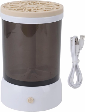 Topyond Makeup Brush Cleaner Machine, USB Electric Quick Dry Automatic Cleaner, Portable and Visible of Brushes, Efficient for Makeup Enthusiasts (Khaki)
