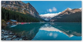 Trademark Fine Art PL0297-C2447GG Lake Louise Dawn Reflection by Pierre Leclerc, 24x47-Inch, 24x47