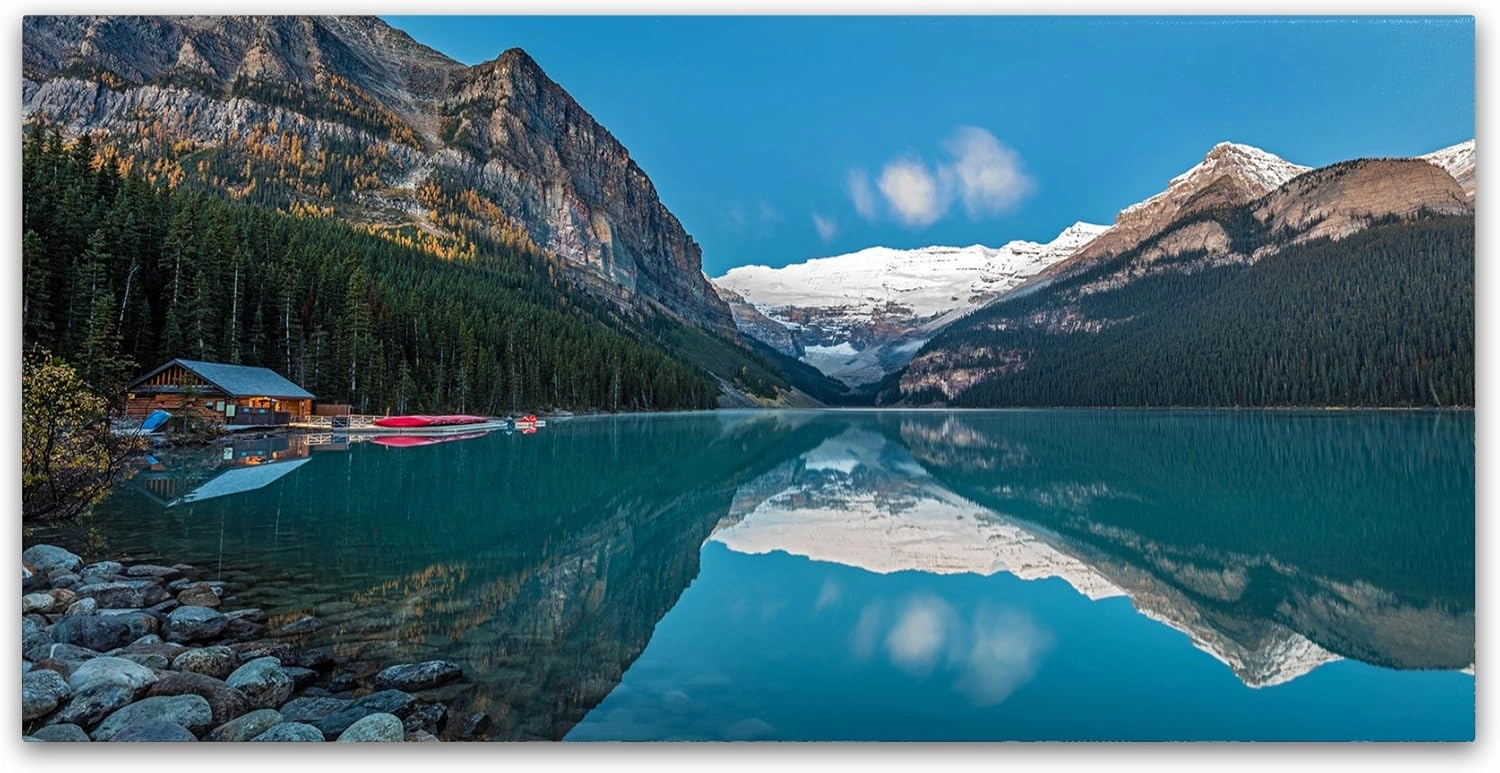 Trademark Fine Art PL0297-C2447GG Lake Louise Dawn Reflection by Pierre Leclerc, 24x47-Inch, 24x47