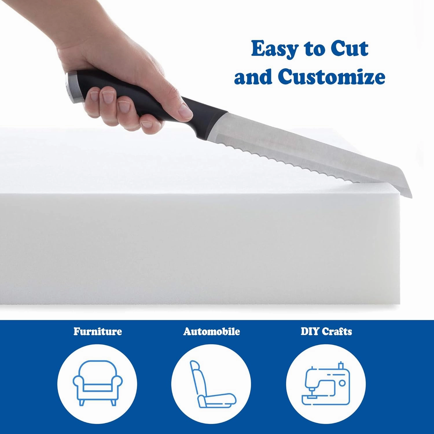 Treaton High Density Upholstery Foam Cushion for Furniture Application, Chairs, Sofas, RVs, Craft and Decorative Ideas, 3-Inch, Regular