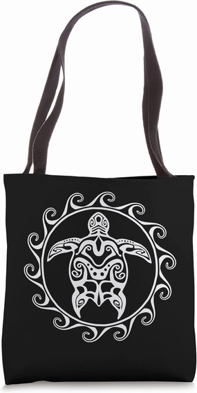 Tribal Polynesian Maori Sun Sea Turtle Island Tote Bag