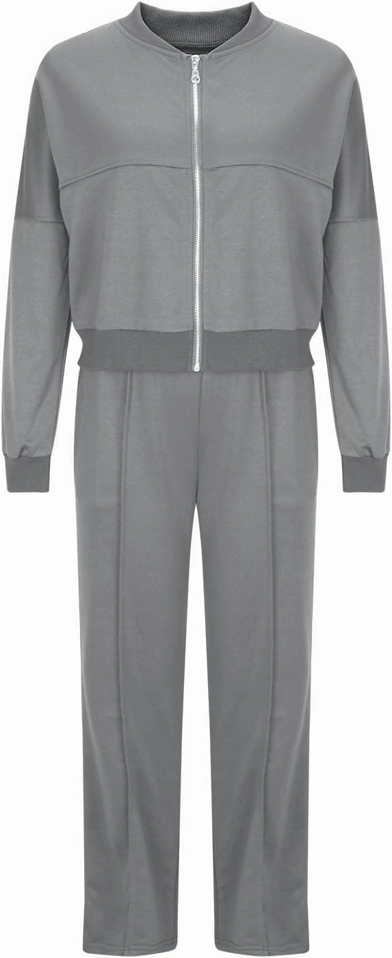 Two Piece Sets for Women Going Out Solid Zipper Sweatsuits Casual Straight Leg Pants Set 2 Piece Travel Outfits