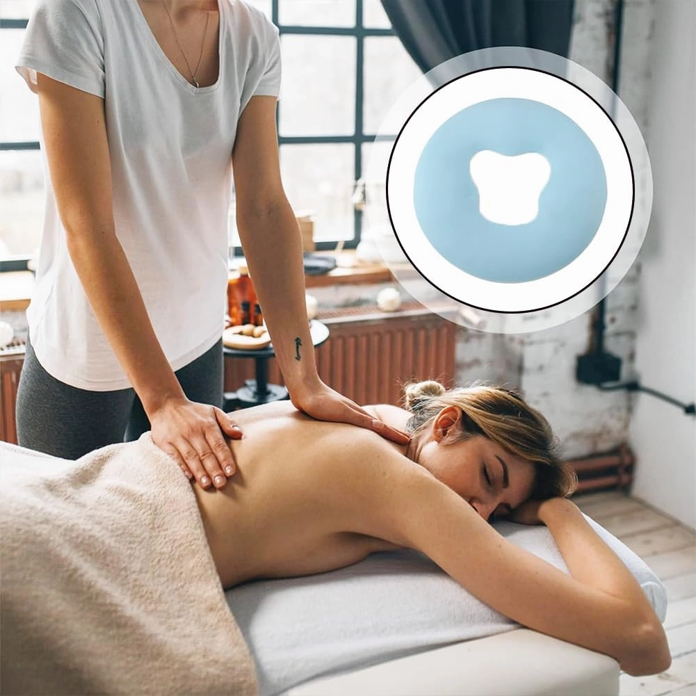 U Shape Massage Pillow, Basic Massage Face Spa Gel Pad Face Relax Body Massage Cradle Cushion Health Care Green Soft Overlay Face Relax Cradle Cushion Pad(Sky Blue)