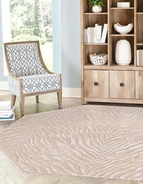 Unique Loom Finsbury Collection Area Rug - Meghan (5' 3" Octagon, Ivory Beige)