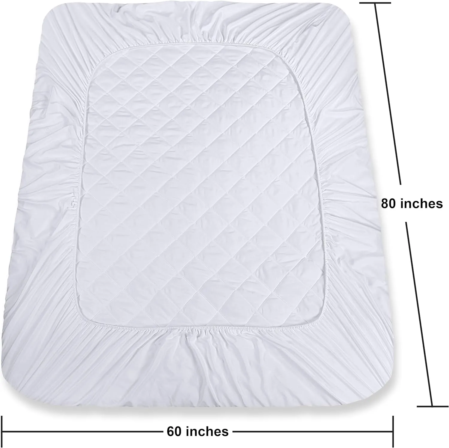Utopia Bedding Quilted Fitted Mattress Pad, Queen Size, Elastic Fitted Mattress Topper Protector and Cover Stretches up to 16 Inches Deep, Machine Washable (White)