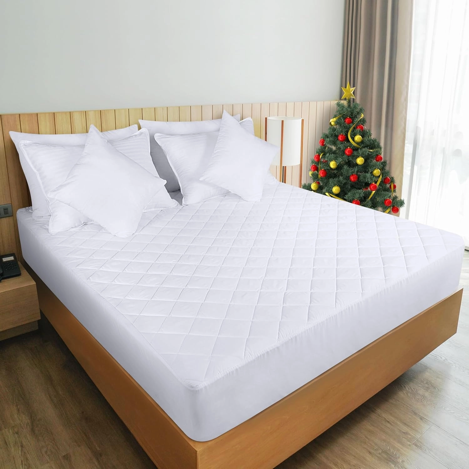 Utopia Bedding 2 Pack Quilted Fitted Mattress Pad, Queen Size, Elastic Fitted Mattress Topper Protector and Cover Stretches up to 16 Inches Deep, Machine Washable (White)