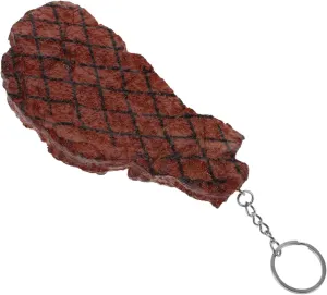 Vaguelly PVC Steak Keychain Authentic Food Keychain for Handbag Decorative Miniature Beef Steak Keyring Versatile Accessories for Car Backpack Purse