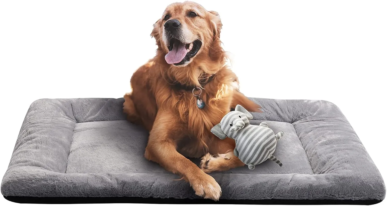 VERZEY Crate Pad for Large Dogs Fit Metal,Ultra Soft Bed Washable & Anti-Slip Kennel Pad for Dogs Cozy Sleeping Mat,Gray 42inch