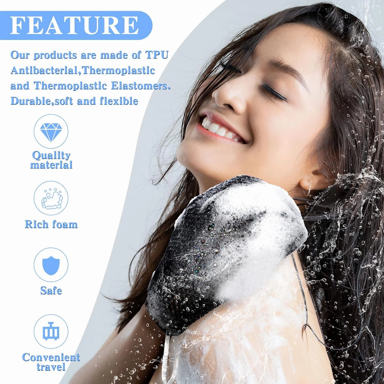 Vesici 2 Pcs Honeycomb Exfoliating Glove Set Exfoliating Bath Mitt Honeycomb Face and Body Scrubber Shower Mitt Sponges for Cleaning Body Shower Face Skin Beauty Spa(Black)